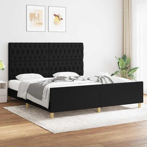 vidaXL, vidaXL Bettgestell mit Kopfteil Schwarz 180x200 cm Stoff