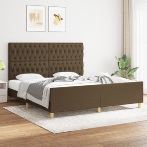 vidaXL, vidaXL Bettgestell mit Kopfteil Dunkelbraun 180x200 cm Stoff
