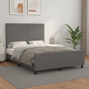 vidaXL, vidaXL Bettgestell mit Kopfteil Grau 140x200 cm Kunstleder