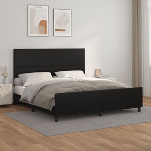 vidaXL, vidaXL Bettgestell mit Kopfteil Schwarz 160x200 cm Kunstleder, vidaXL Bettgestell mit Kopfteil Schwarz 160x200 cm Kunstleder
