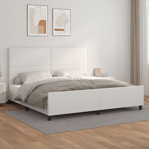 vidaXL, vidaXL Bettgestell mit Kopfteil Weiß 200x200 cm Kunstleder