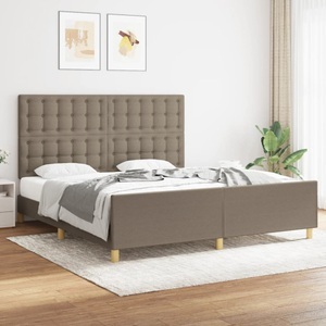 vidaXL, vidaXL Bettgestell mit Kopfteil Taupe 180x200 cm Stoff, vidaXL Bettgestell mit Kopfteil Taupe 180x200 cm Stoff