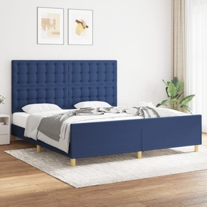 vidaXL, vidaXL Bettgestell mit Kopfteil Blau 180x200 cm Stoff, vidaXL Bettgestell mit Kopfteil Blau 180x200 cm Stoff