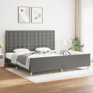 vidaXL, vidaXL Bettgestell mit Kopfteil Dunkelgrau 200x200 cm Stoff