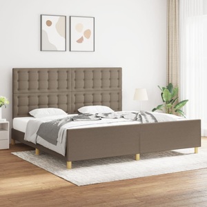 vidaXL Bettgestell mit Kopfteil Taupe 200x200 cm Stoff