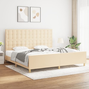 vidaXL, vidaXL Bettgestell mit Kopfteil Creme 200x200 cm Stoff