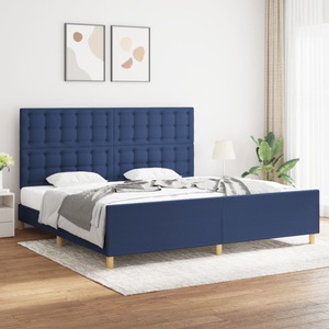 vidaXL, vidaXL Bettgestell mit Kopfteil Blau 200x200 cm Stoff