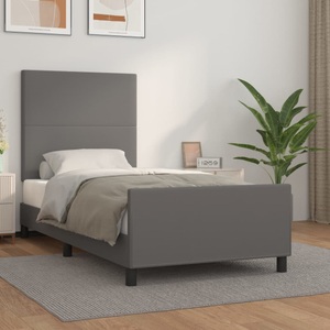 vidaXL, vidaXL Bettgestell mit Kopfteil Grau 90x200 cm Kunstleder