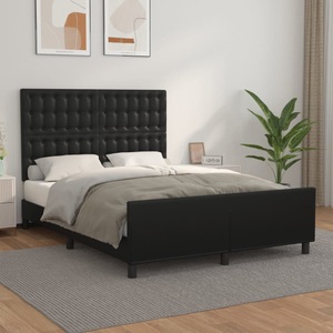 vidaXL, vidaXL Bettgestell mit Kopfteil Schwarz 140x200 cm Kunstleder