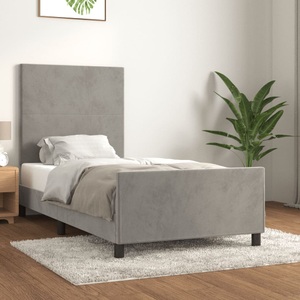 vidaXL, vidaXL Bettgestell mit Kopfteil Hellgrau 90x190 cm Samt