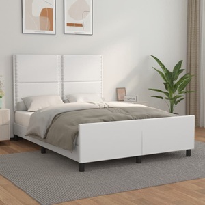 vidaXL, vidaXL Bettgestell mit Kopfteil Weiß 140x200 cm Kunstleder