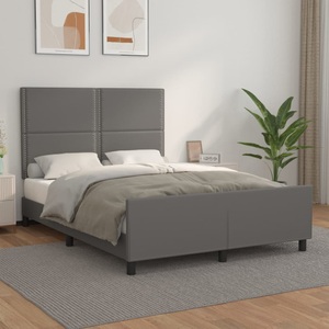 vidaXL, vidaXL Bettgestell mit Kopfteil Grau 140x200 cm Kunstleder