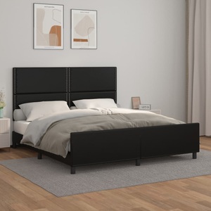 vidaXL, vidaXL Bettgestell mit Kopfteil Schwarz 180x200 cm Kunstleder