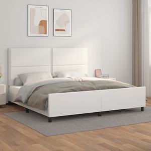 vidaXL, vidaXL Bettgestell mit Kopfteil Weiß 200x200 cm Kunstleder