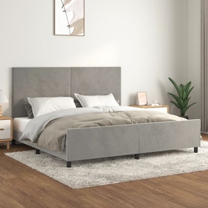 vidaXL, vidaXL Bettgestell mit Kopfteil Hellgrau 200x200 cm Samt
