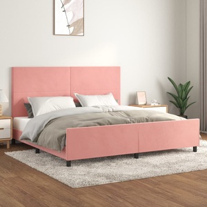 vidaXL, vidaXL Bettgestell mit Kopfteil Rosa 200x200 cm Samt