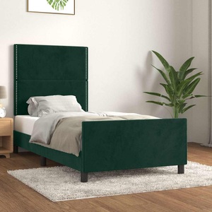 vidaXL, vidaXL Bettgestell mit Kopfteil Dunkelgrün 90x200 cm Samt, vidaXL Bettgestell ohne Matratze Dunkelgrün 90x200 cm Samt