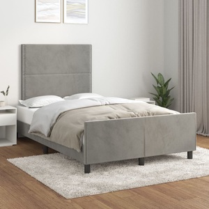 vidaXL, vidaXL Bettgestell mit Kopfteil Hellgrau 120x200 cm Samt