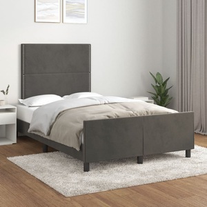 vidaXL, vidaXL Bettgestell mit Kopfteil Dunkelgrau 120x200 cm Samt