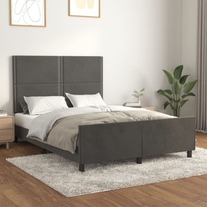 vidaXL, vidaXL Bettgestell mit Kopfteil Dunkelgrau 140x190 cm Samt
