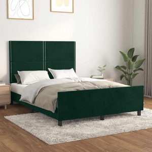 vidaXL, vidaXL Bettgestell mit Kopfteil Dunkelgrün 140x190 cm Samt