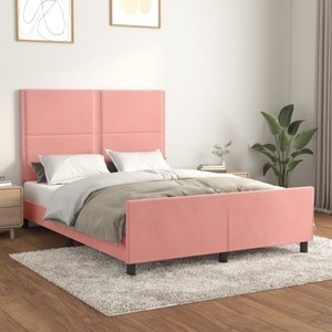 vidaXL, vidaXL Bettgestell mit Kopfteil Rosa 140x190 cm Samt
