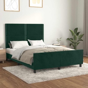 vidaXL, vidaXL Bettgestell mit Kopfteil Dunkelgrün 140x200 cm Samt
