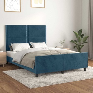 vidaXL, vidaXL Bettgestell mit Kopfteil Dunkelblau 140x200 cm Samt