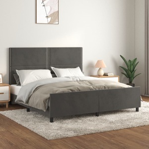 vidaXL, vidaXL Bettgestell mit Kopfteil Dunkelgrau 160x200 cm Samt, vidaXL Bettgestell ohne Matratze Dunkelgrau 160x200 cm Samt