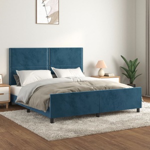 vidaXL, vidaXL Bettgestell mit Kopfteil Dunkelblau 160x200 cm Samt, vidaXL Bettgestell ohne Matratze Dunkelblau 160x200 cm Samt