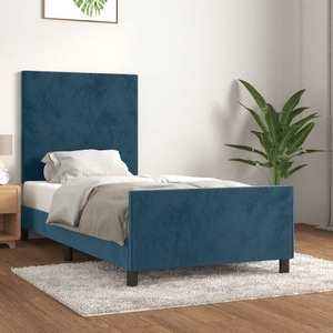 vidaXL, vidaXL Bettgestell mit Kopfteil Dunkelblau 90x200 cm Samt