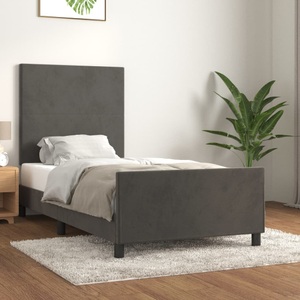 vidaXL Bettgestell mit Kopfteil Dunkelgrau 100x200 cm Samt