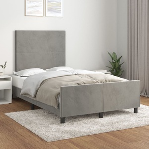 vidaXL, vidaXL Bettgestell mit Kopfteil Hellgrau 120x200 cm Samt