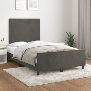 vidaXL, vidaXL Bettgestell mit Kopfteil Dunkelgrau 120x200 cm Samt