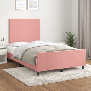 vidaXL, vidaXL Bettgestell mit Kopfteil Rosa 120x200 cm Samt