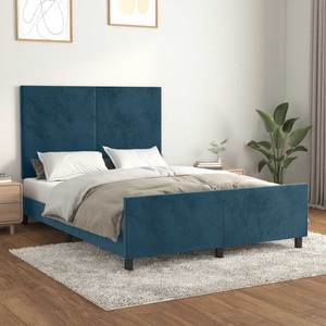 vidaXL, vidaXL Bettgestell mit Kopfteil Dunkelblau 140x190 cm Samt