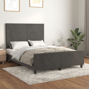 vidaXL, vidaXL Bettgestell mit Kopfteil Dunkelgrau 140x200 cm Samt