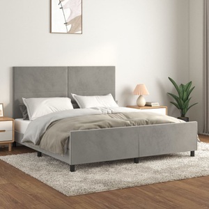 vidaXL, vidaXL Bettgestell mit Kopfteil Hellgrau 160x200 cm Samt