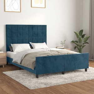 vidaXL, vidaXL Bettgestell mit Kopfteil Dunkelblau 140x190 cm Samt