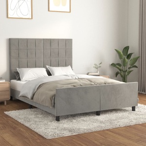 vidaXL, vidaXL Bettgestell mit Kopfteil Hellgrau 140x200 cm Samt