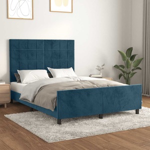 vidaXL, vidaXL Bettgestell mit Kopfteil Dunkelblau 140x200 cm Samt