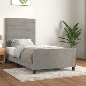 vidaXL, vidaXL Bettgestell mit Kopfteil Hellgrau 100x200 cm Samt