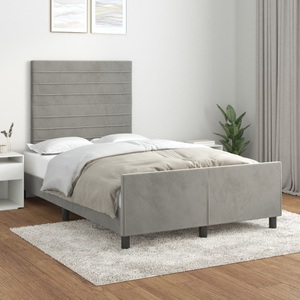 vidaXL, vidaXL Bettgestell mit Kopfteil Hellgrau 120x200 cm Samt