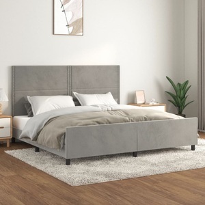 vidaXL, vidaXL Bettgestell mit Kopfteil Hellgrau 200x200 cm Samt