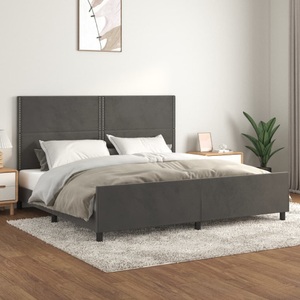 vidaXL, vidaXL Bettgestell mit Kopfteil Dunkelgrau 200x200 cm Samt