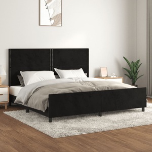 vidaXL, vidaXL Bettgestell mit Kopfteil Schwarz 200x200 cm Samt