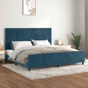 vidaXL, vidaXL Bettgestell mit Kopfteil Dunkelblau 200x200 cm Samt