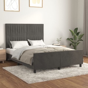 vidaXL, vidaXL Bettgestell mit Kopfteil Dunkelgrau 140x200 cm Samt