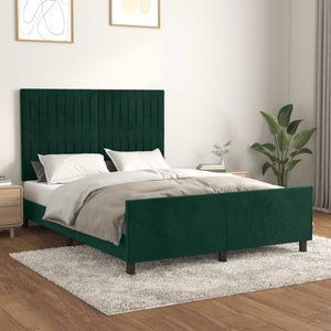 vidaXL, vidaXL Bettgestell mit Kopfteil Dunkelgrün 140x200 cm Samt