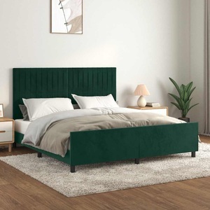 vidaXL, vidaXL Bettgestell mit Kopfteil Dunkelgrün 180x200 cm Samt, vidaXL Bettgestell mit Kopfteil Dunkelgrün 180x200 cm Samt
